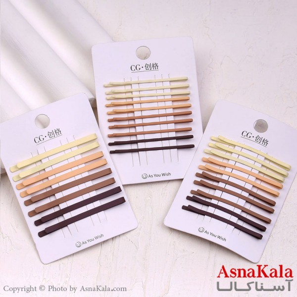 پنس مو زنانه کارتی مدل خطی رنگ نود مجموعه 10عددی کد HAIR13893W