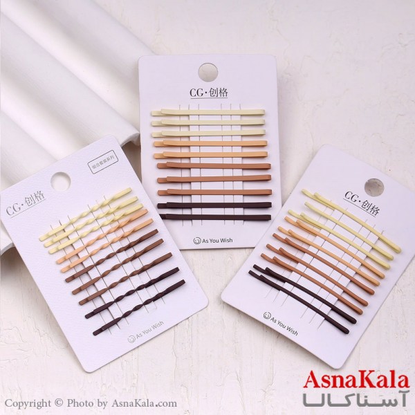 پنس مو زنانه کارتی رنگ نود مجموعه 10عددی کد HAIR13894W