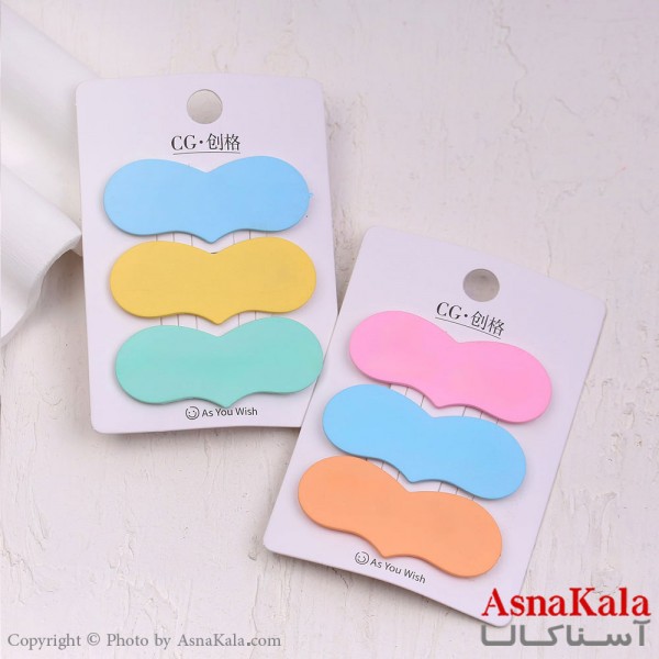 گیره مو تق تقی کارتی مدل قلب پاستلی مجموعه3عددی کد HAIR13929W