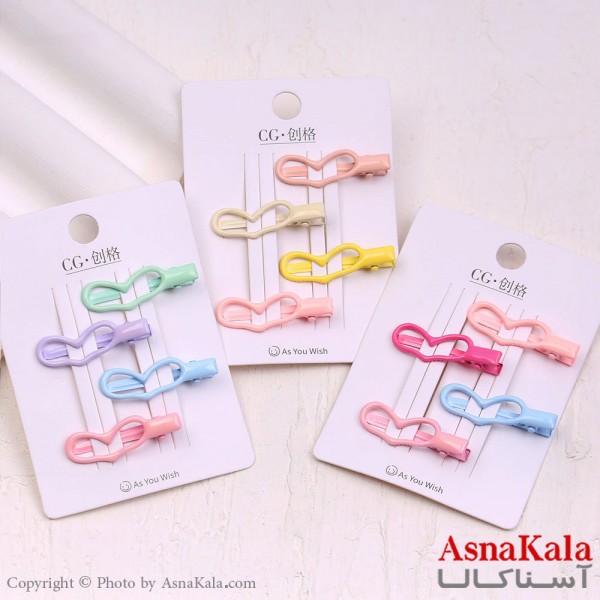 گیره مو زنانه انبری کارتی مینی قلبی مجموعه 4عددی کد HAIR13946W