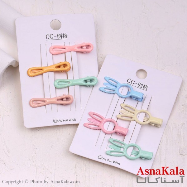 گیره مو زنانه انبری کارتی مینی پاستلی مجموعه 4عددی کد HAIR13947W