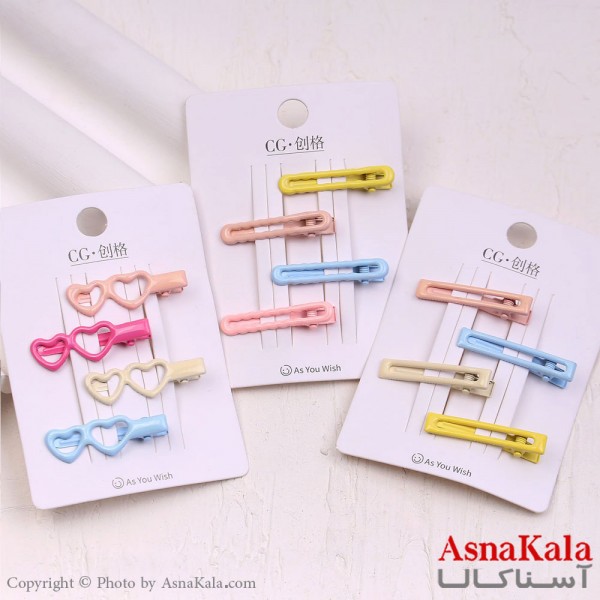 گیره مو زنانه انبری کارتی مینی پاستلی مجموعه 4عددی کد HAIR13949W