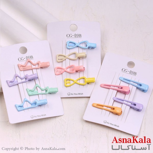 گیره مو زنانه انبری کارتی مینی رنگی مجموعه 4عددی کد HAIR13956W