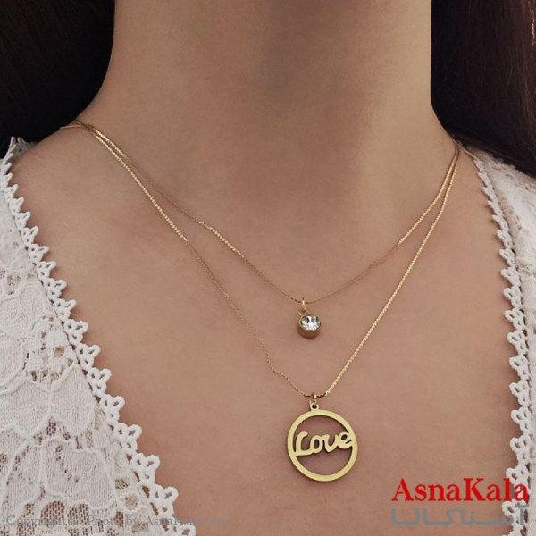 گردنبند پینترستی دخترانه استیل 316 مدل دولاین عشق کد GNB16841W