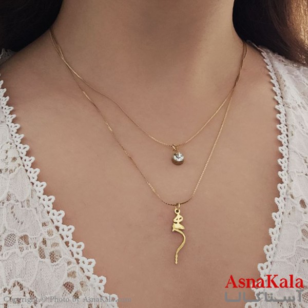 گردنبند پینترستی دخترانه استیل 316 مدل دولاین هیچ کد GNB16843W