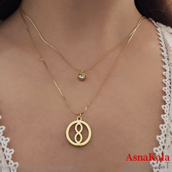 گردنبند پینترستی دخترانه استیل 316 مدل دولاین بینهایت کد GNB16847W