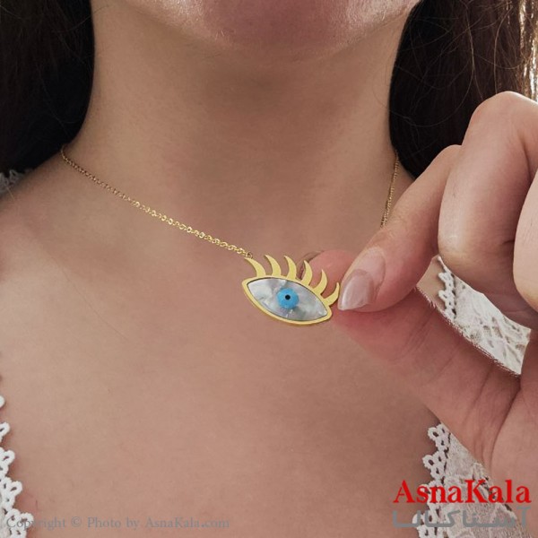 گردنبند مینیمال دخترانه استیل316 مدل چشم زخم کد GNB16855W