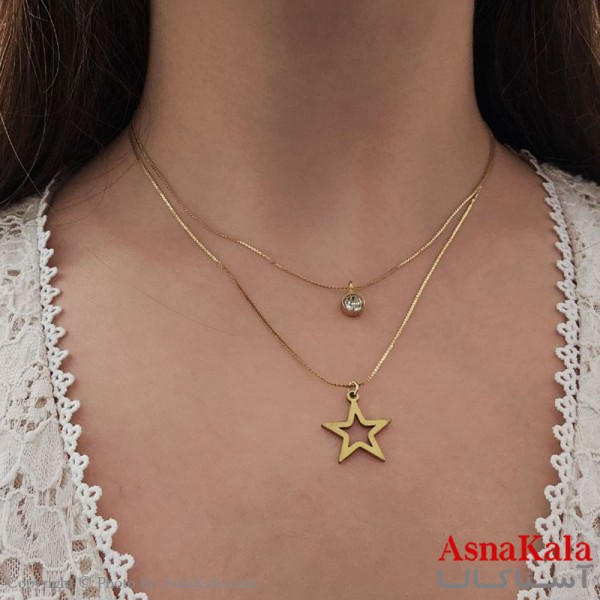 گردنبند مینیمال دخترانه استیل316 مدل دولاین ستاره کد GNB16856W