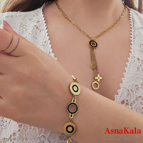 سرویس زنانه استیل 316 شامل گردنبند و دستبند طرح شنل کد NIM14564W