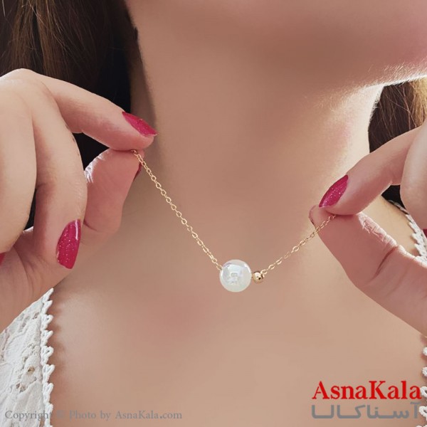 گردنبند ژوپینگ مینیمال دخترانه مدل گوی مرواریدی کد GNB16861W