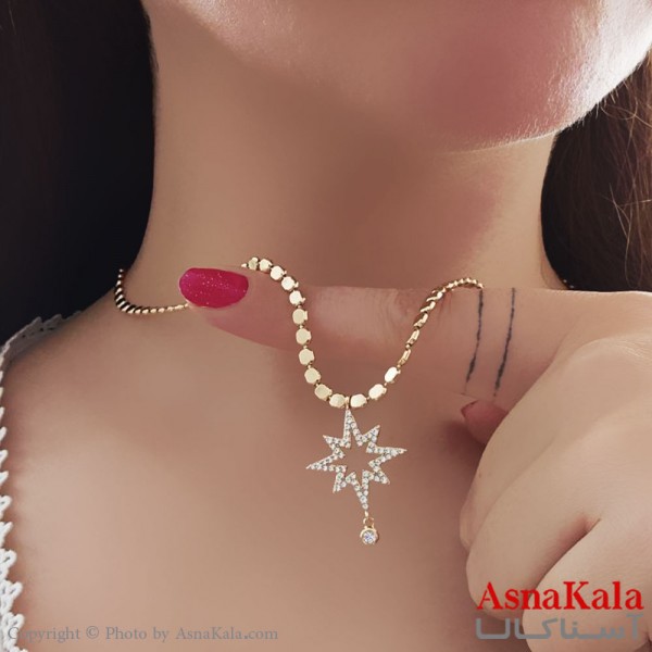 گردنبند ژوپینگ مینیمال دخترانه مدل برف نگینی کد GNB16862W