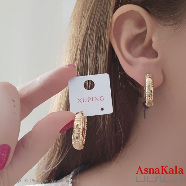 گوشواره حلقه ای دخترانه مینیمال ژوپینگ  طلایی کد GSH15615W