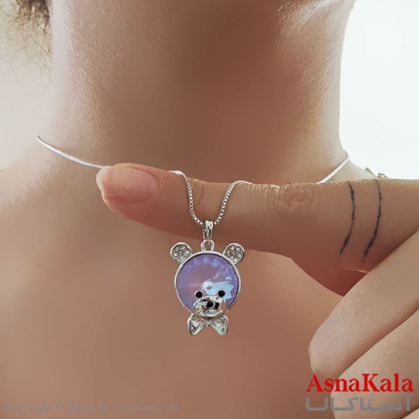 گردنبند زنانه سواروسکی مدل خرس رنگی با کارت گارانتی و جعبه سواروفسکی کد GNB16872W