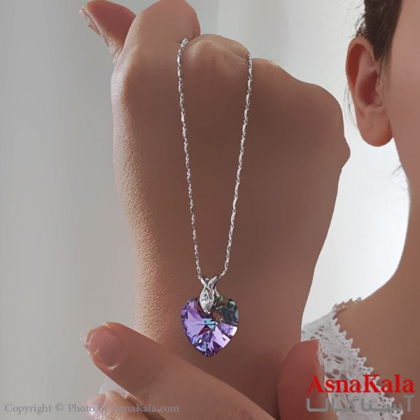 گردنبند زنانه سواروسکی مدل قلب نگینی با کارت گارانتی و جعبه سواروفسکی کد GNB16876W