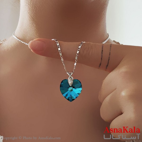 گردنبند زنانه سواروسکی مدل قلب اقیانوسی با کارت گارانتی و جعبه سواروفسکی کد GNB16878W