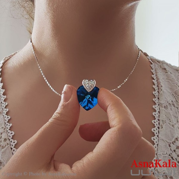 گردنبند زنانه سواروسکی مدل قلب دریایی با کارت گارانتی و جعبه سواروفسکی کد GNB16879W