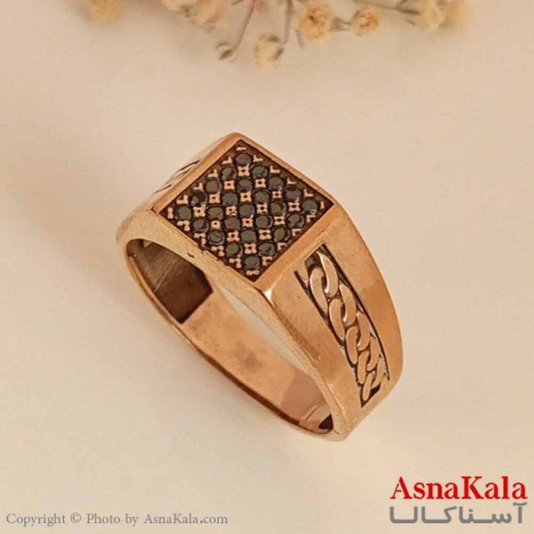 انگشتر طلاروس مردانه خاص مدل مربع نگینی کد ANG19600W