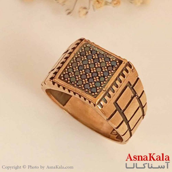 انگشتر طلاروس مردانه خاص مربع نگینی کد ANG19603W