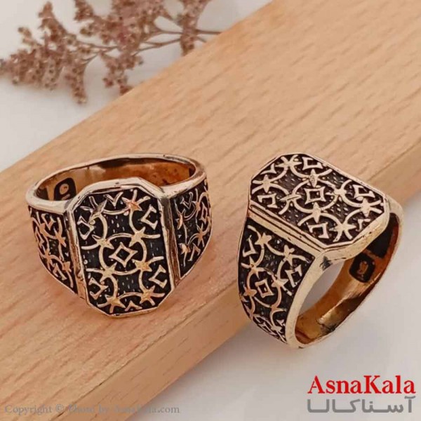 انگشتر طلاروس مردانه طرحدار کد ANG19621W