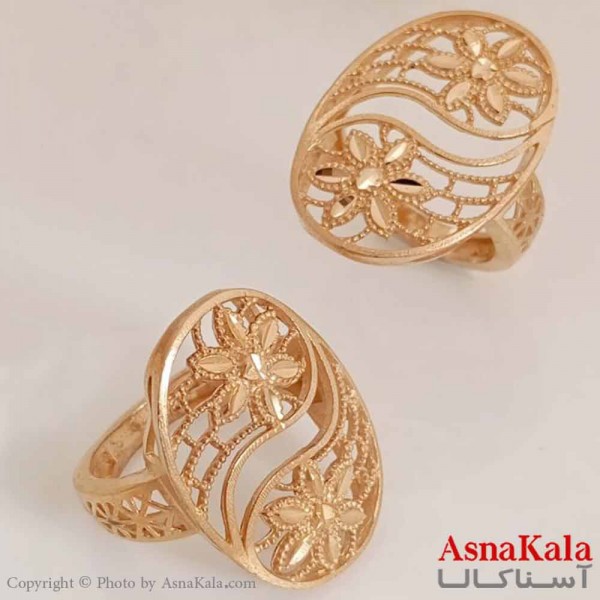 انگشتر زنانه طلاروس  مدل گل طلایی کد ANG19640W