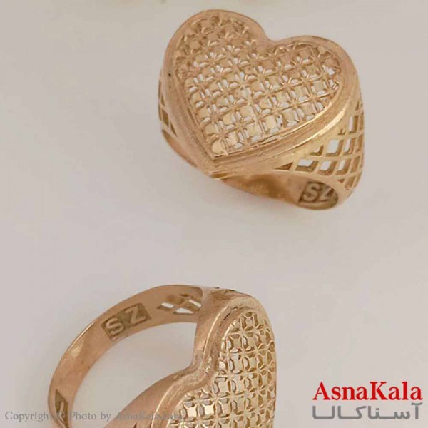 انگشتر زنانه طلاروس  مدل قلب طلایی کد ANG19649W
