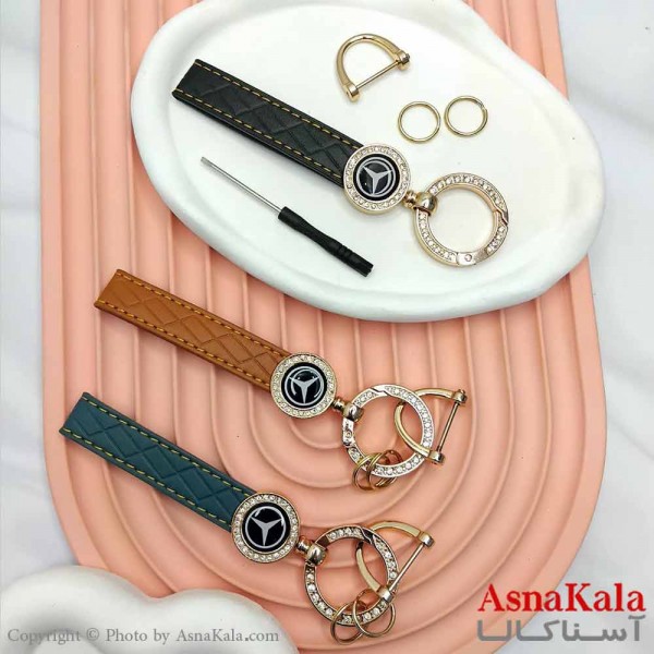 جاکلیدی چرمی نگینی مدل بنز کد HAIR13996W