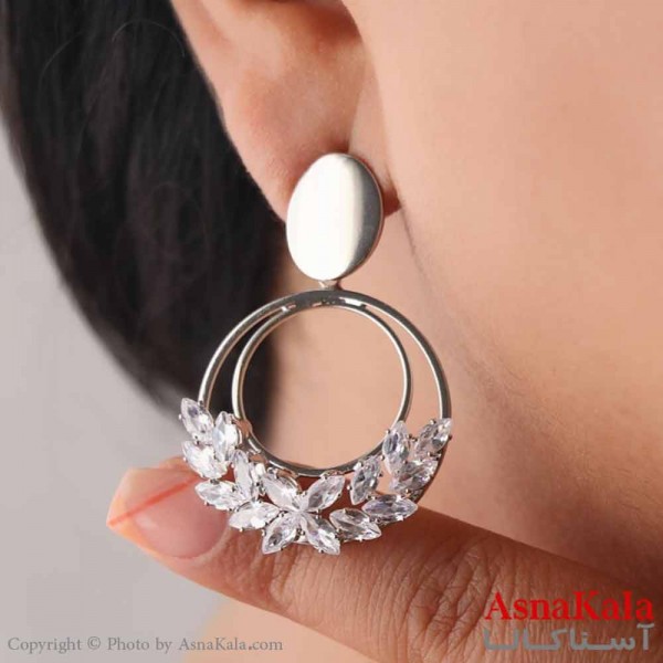 گوشواره آویز زنانه مدل حلقه گل استیل 316 کد GSH15628W