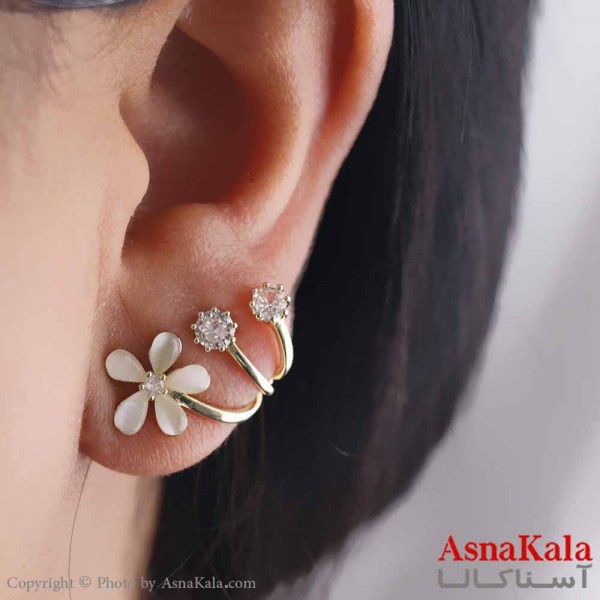 گوشواره ایرکاف دخترانه مدل شکوفه استیل 316 کد GSH15639W