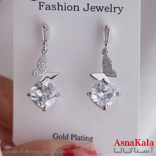 گوشواره آویزی دخترانه مینیمال مدل پروانه استیل 316 کد GSH15652W