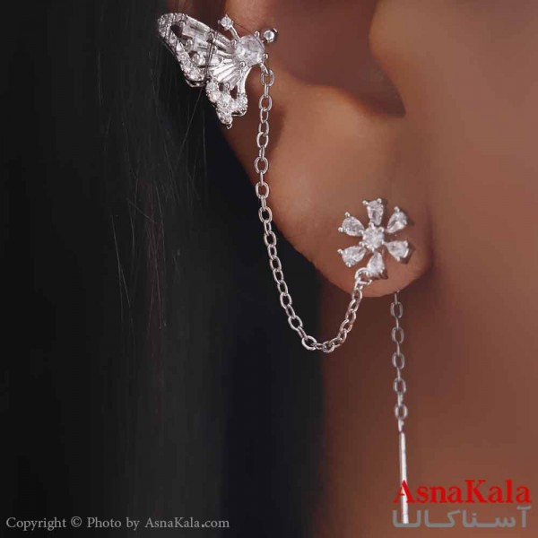 گوشواره آویزی دخترانه مینیمال مدل ایرکاف شکوفه استیل 316 کد GSH15654W