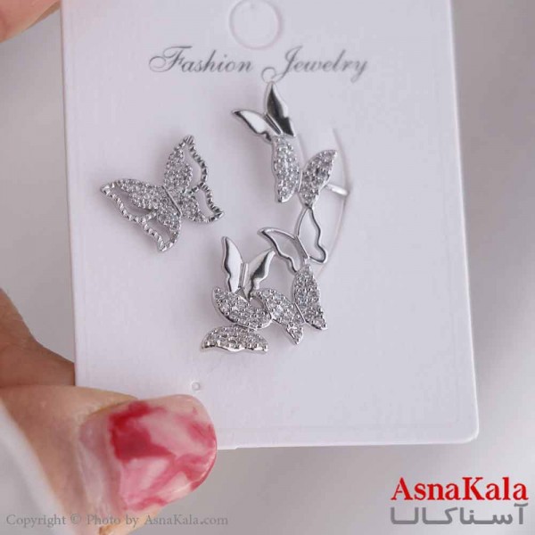 گوشواره  دخترانه مینیمال مدل ایرکاف پروانه استیل 316 کد GSH15655W