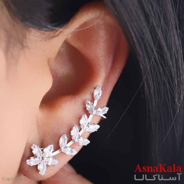 گوشواره دخترانه ایرکاف مدل برگ نقره ای استیل 316 کد GSH15656W