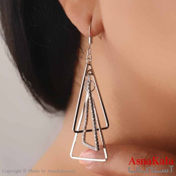 گوشواره آویزی دخترانه مینیمال مدل منشور الماسی استیل 316 کد GSH15676W