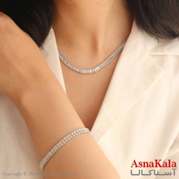 نیم ست زنانه شامل گردنبند و دستبند استیل 316 مدل تنسی کد NIM14572W