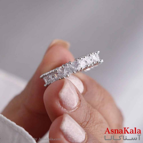انگشتر زنانه استیل مدل نگین سفید کد ANG19664W
