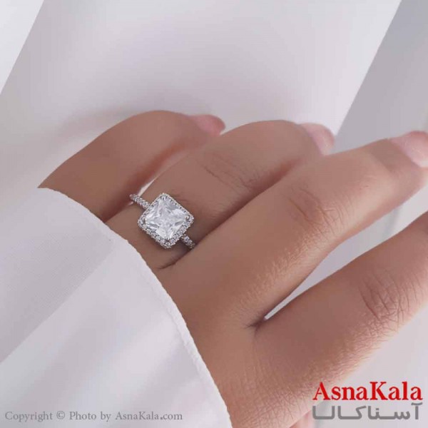 انگشتر زنانه استیل مدل تک نگین مربع کد ANG19666W