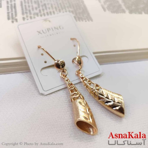 گوشواره آویزی دخترانه مینیمال ژوپینگ مدل گل شیپوری کد GSH15685W