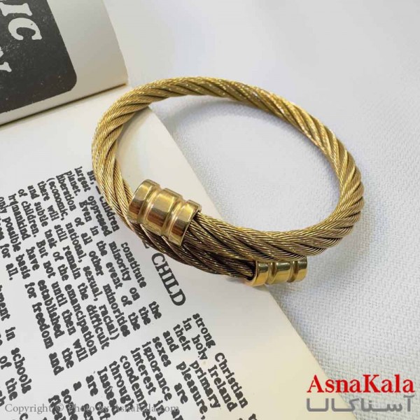 بنگل اسپرت استیل 316 مدل طنابی طلایی  کد DSB18601W