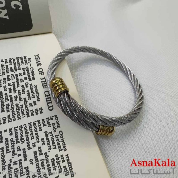 بنگل اسپرت استیل 316 مدل طنابی نقره ای  کد DSB18602W