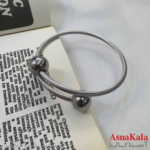 بنگل اسپرت استیل 316 مدل گوی نقره ای کد DSB18606W