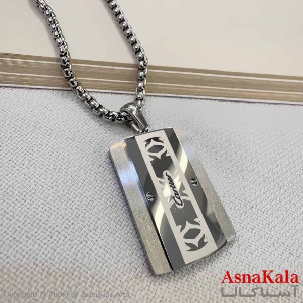 گردنبند مردانه استیل مدل کارتیر نقره ای کد GNB16909W