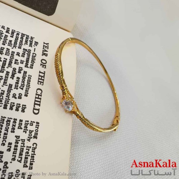 بنگل اسپرت دخترانه استیل 316 مدل تک نگین کد DSB18619W