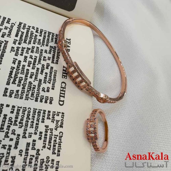 ست زنانه شامل انگشتر و دستبند  استیل 316 مدل  پنجره ای کد NIM14574W