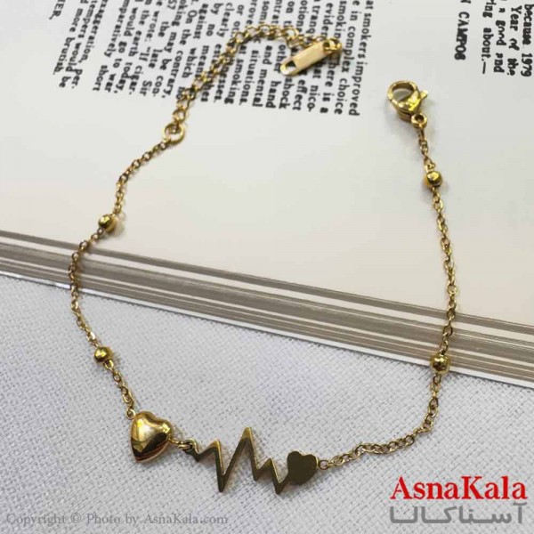 دستبند دخترانه مینیمال مدل ضربان طلایی  کد DSB18625W