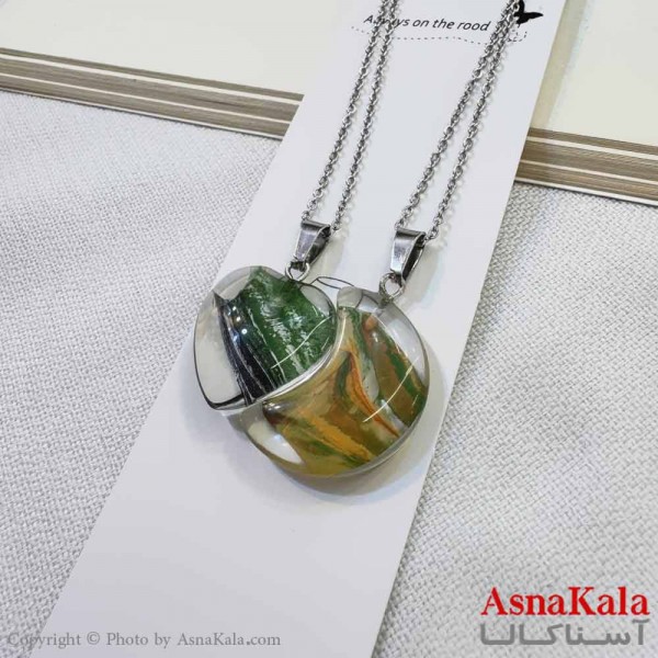 گردنبند ست دونفره دوتیکه ماه و قلب کد GNB16918W