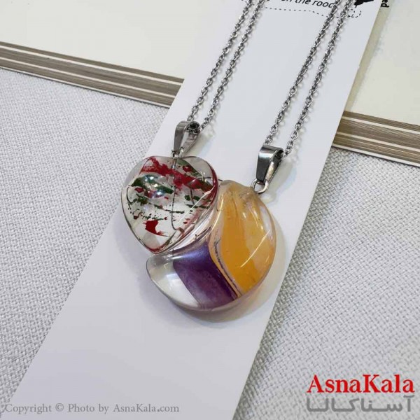 گردنبند ست دونفره دوتیکه ماه و قلب کد GNB16919W