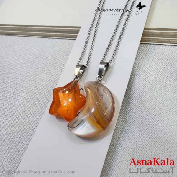 گردنبند ست دونفره دوتیکه ماه و ستاره کد GNB16920W