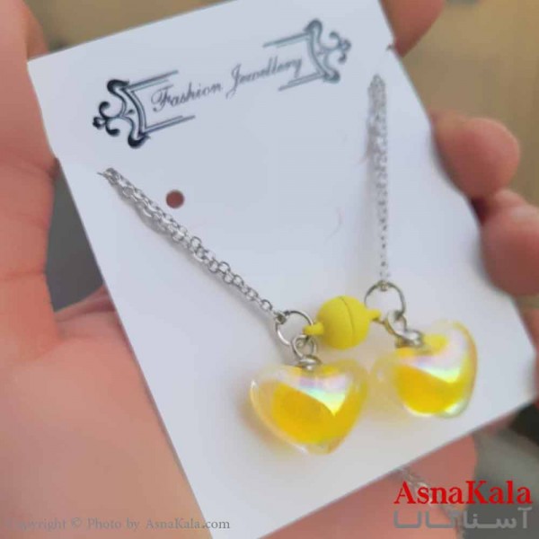 گردنبند ست دونفره دوتیکه قلب زرد کد GNB16924W