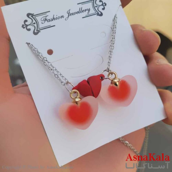 گردنبند ست دونفره دوتیکه قلب قرمز کد GNB16925W