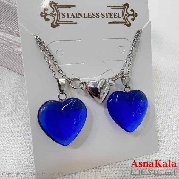 گردنبند ست دونفره  قلب آبی  کد GNB16929W